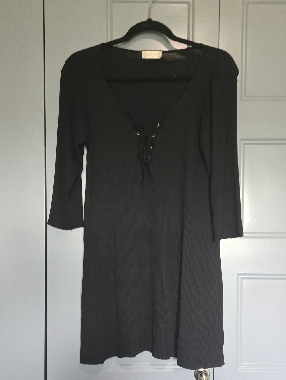 Altar'd State Black Lace-Up V-Neck Women's Dress